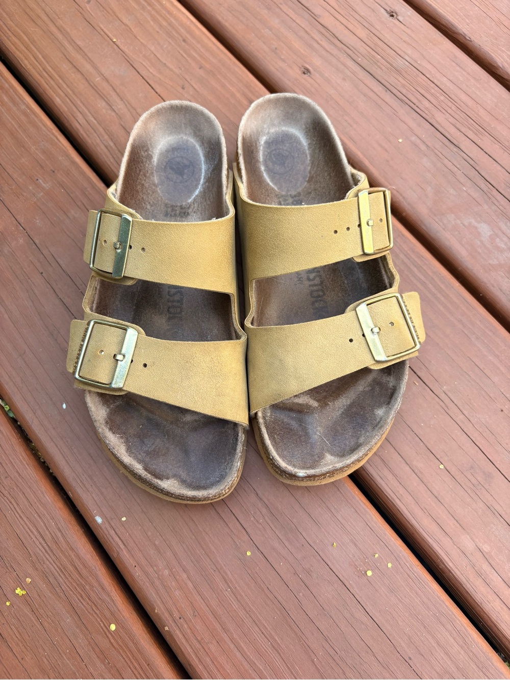 Birkenstock Double Strap Slide Sandals in Tan - Picture 2 of 16